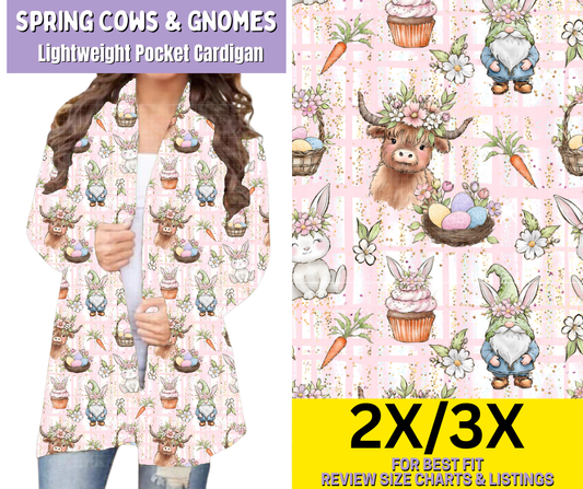 Spring Cows & Gnomes Pocket Cardigan