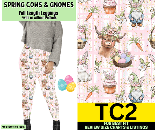 Spring Cows & Gnomes Full Length Leggings w/ Pockets
