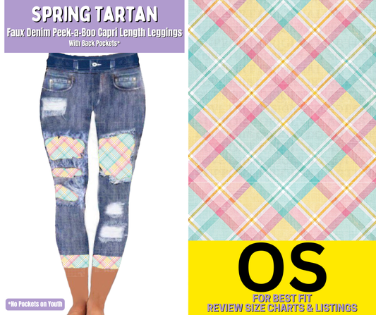Spring Tartan Capri Faux Denim Peekaboo