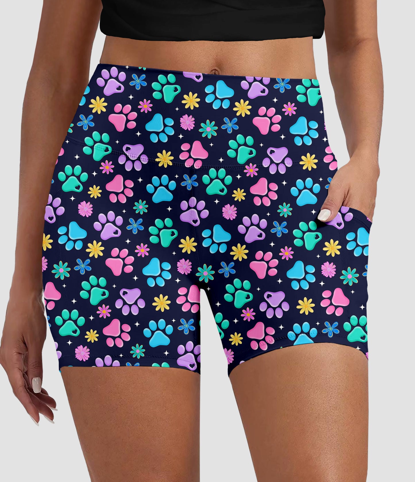RTS - Spring Paws Biker Shorts w/ Pockets