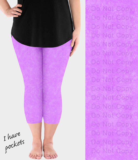 RTS - Spring Violet Capri Leggings with Pockets