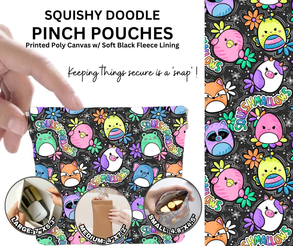 Preorder! Closes 12/5. ETA Feb. Squishy Doodle Pinch Pouches in 3 Sizes