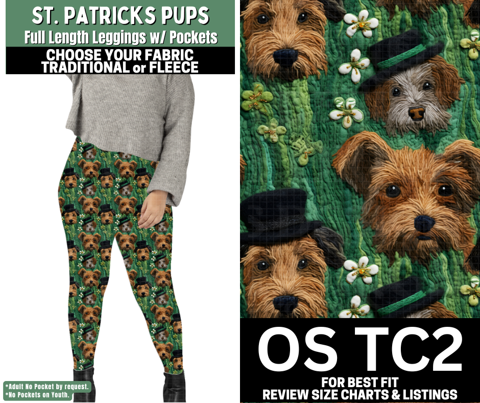 St. Patrick's Pups Leggings Choose Fleece or Traditional