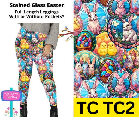 Stained Glass Easter Full Length Leggings w/ Pockets