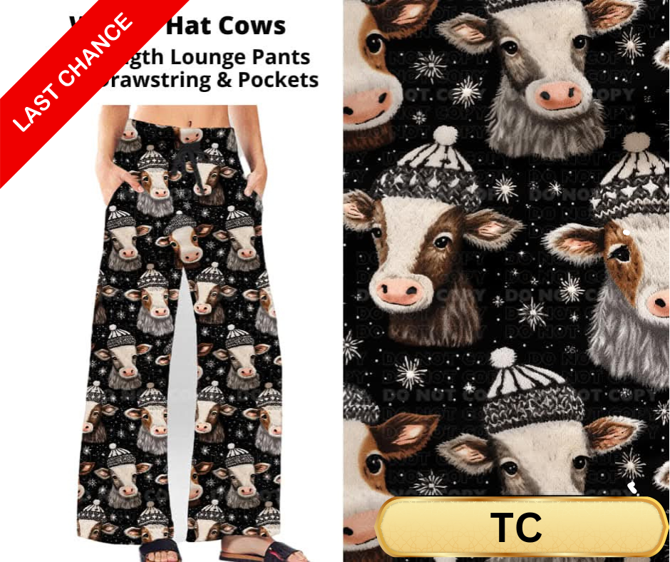 Winter Hat Cows Full Length Lounge Pants