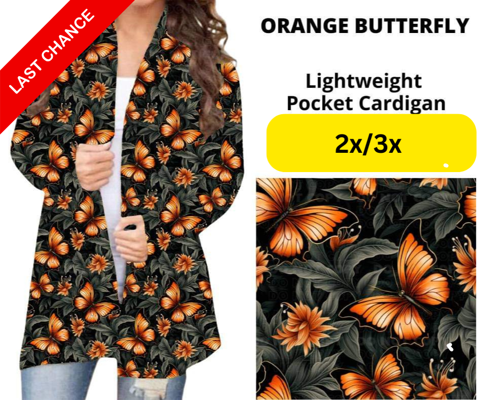 Orange Butterfly Pocket Cardigan