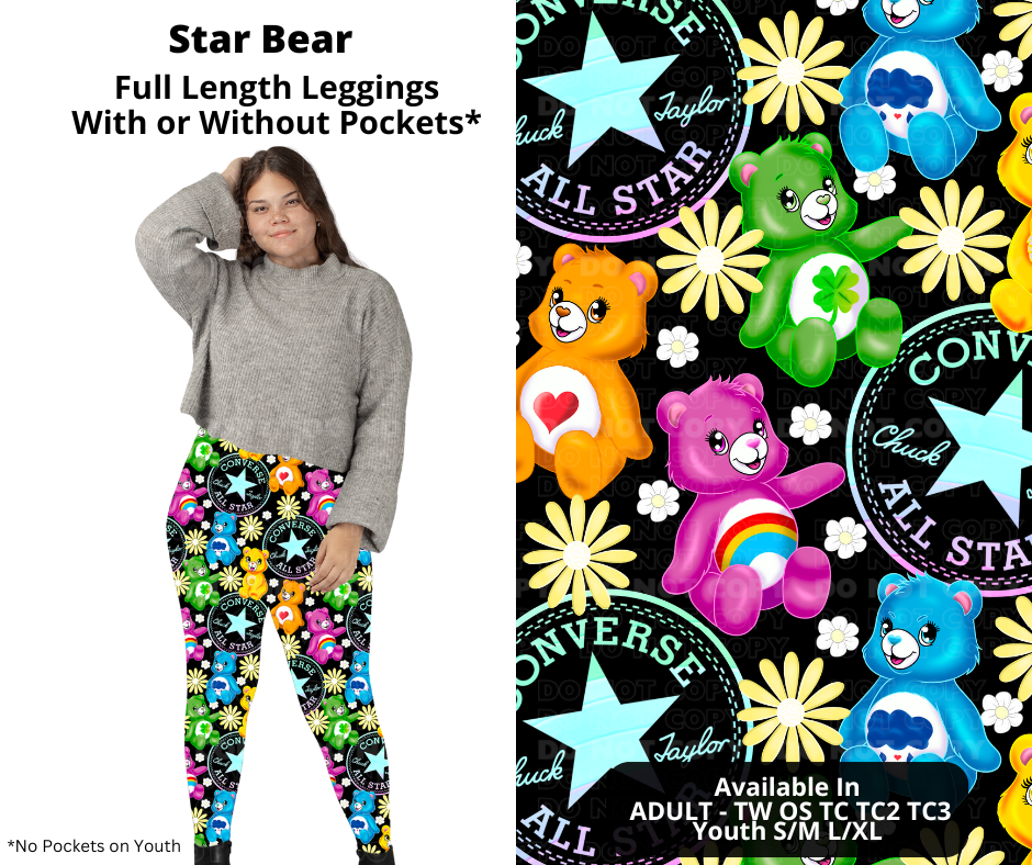 Preorder! Closes 11/21. ETA Jan. Star Bear Full Length Leggings w/wo Pockets