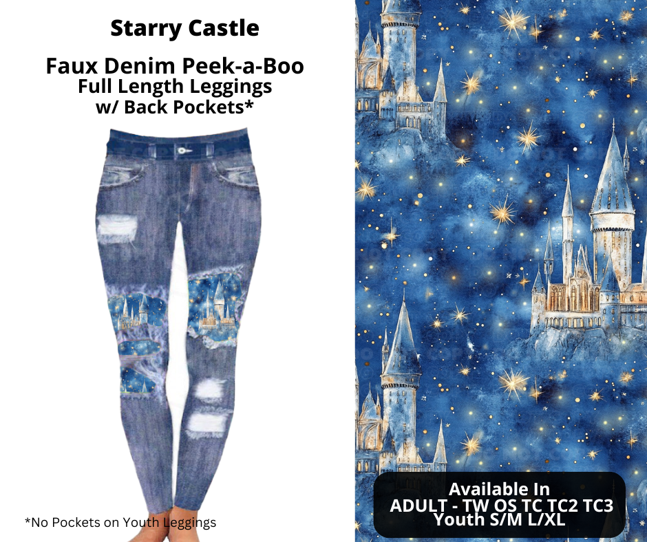 Starry Castle Faux Denim Full Length Peekaboo Leggings