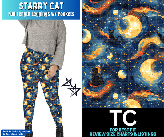 Starry Cat Full Length Leggings w/ Pockets
