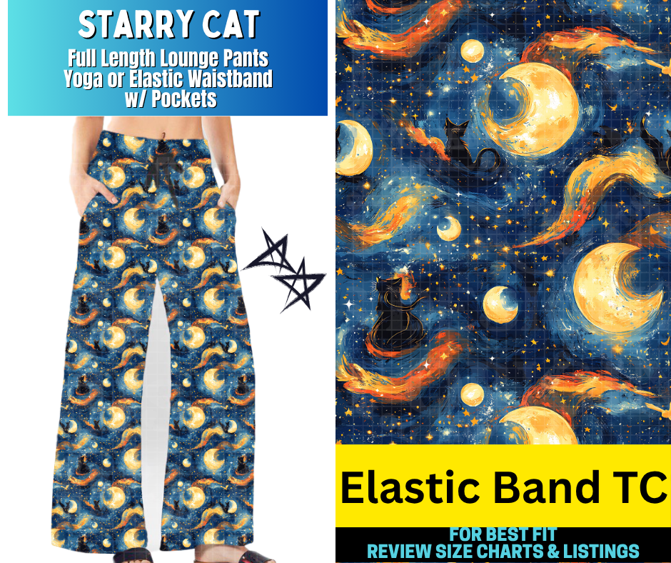Starry Cat Full Length Lounge Pants