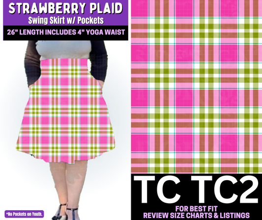 Strawberry Plaid Swing Skirt