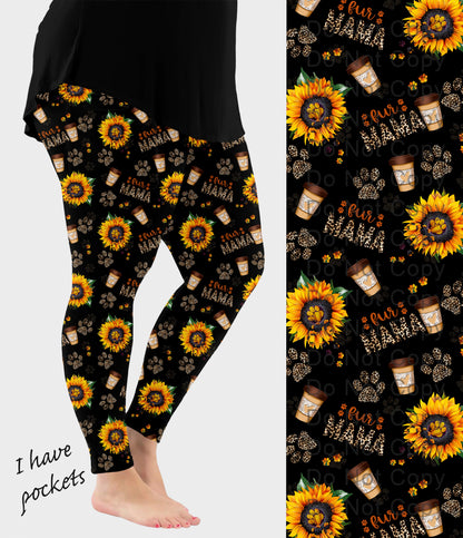 RTS - Sunflower Paws Leggings w/ Pockets