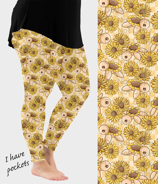 RTS - Sunflower Turtle Leggings w/ Pockets