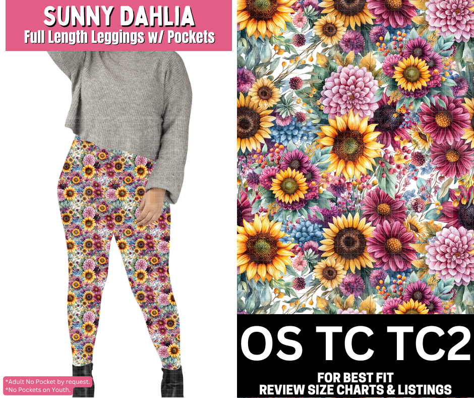 Sunny Dahlia Full Length Leggings w/ Pockets
