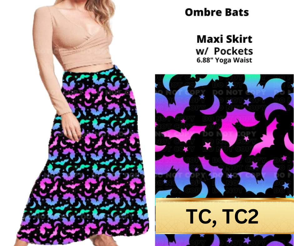 Ombre Bats Maxi Skirt