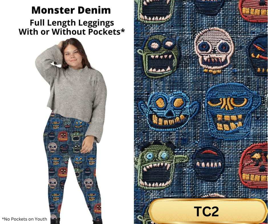 Monster Denim Full Length Leggings w/ Pockets