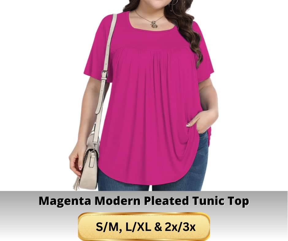 Magenta Pleated Tunic Top