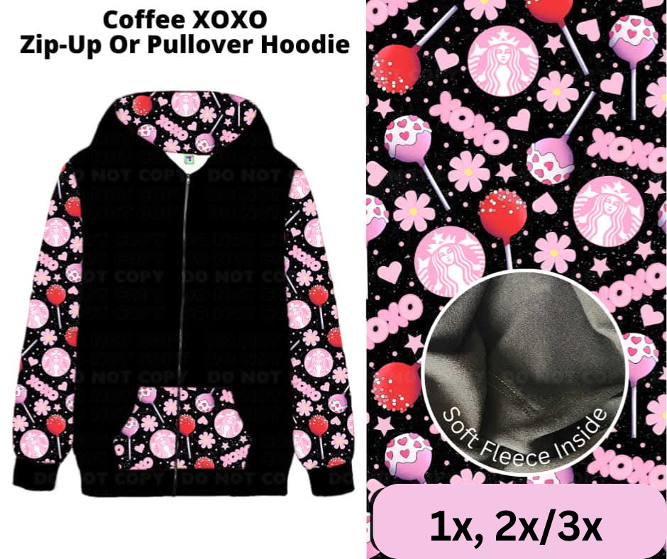 Coffee XOXO Zip-Up Hoodie