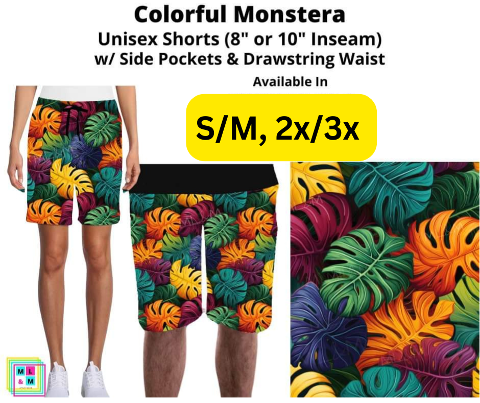 Colorful Monstera Unisex Shorts