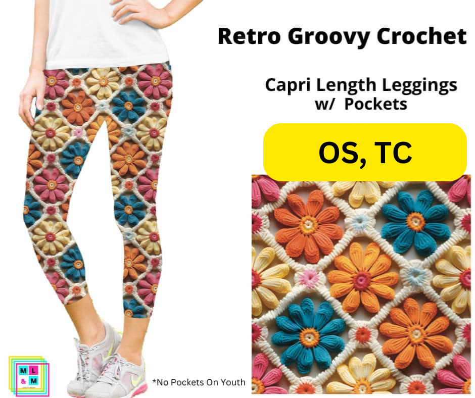 Retro Groovy Crochet Capri Length w/ Pockets