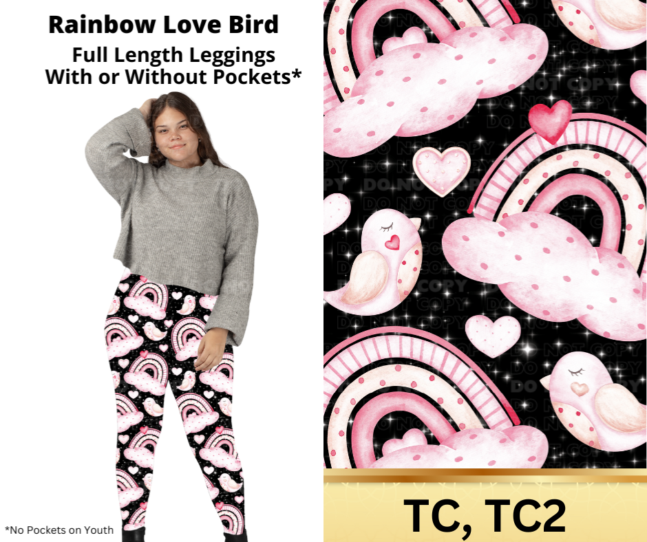 Rainbow Love Bird Full Length Leggings w/ Pockets