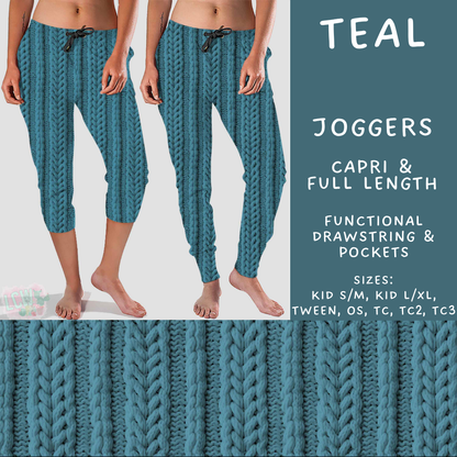Batch #596 - Sweater Weather - Closes 10/9 - ETA early Dec - Teal Full and Capri Length Joggers