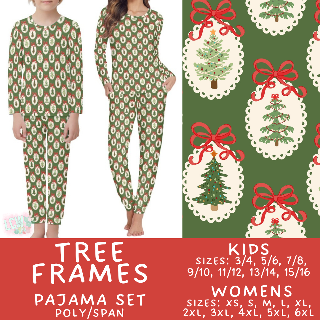 Batch #584 - Christmas Family Pajamas - Closes 9/11 - ETA mid Nov - Tree Frames Womens & Kids Pajama Set