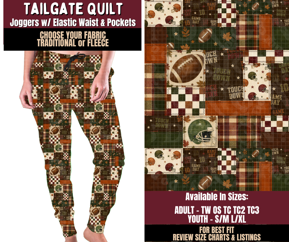 Preorder! Closes 7/22. ETA Oct. Tailgate Quilt Joggers Choose Fleece Traditional