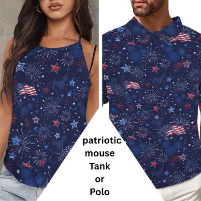 Patriotic Mouse Polo or Tank Top Matching Tops