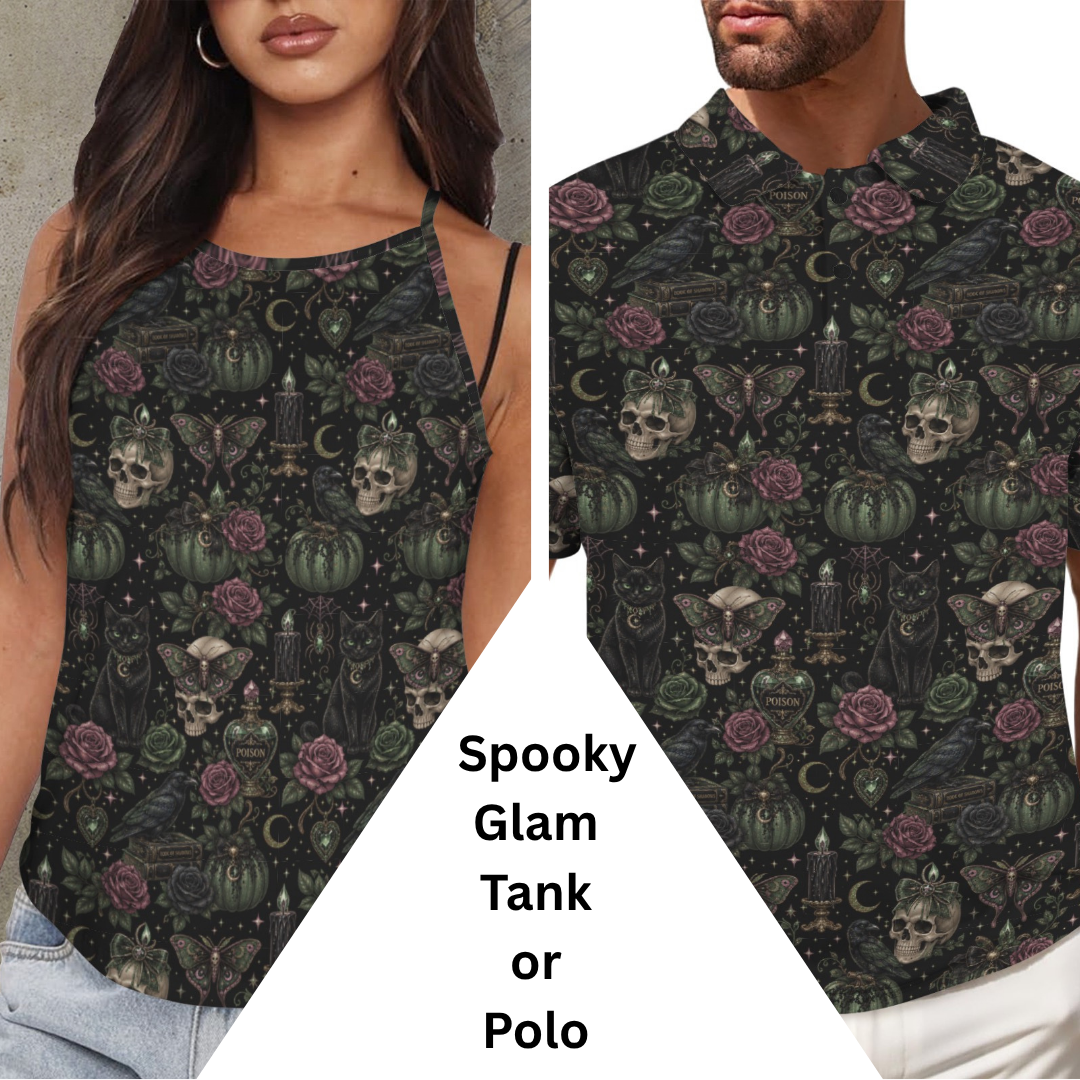 Spooky Glam Polo or Tank Top Matching Tops