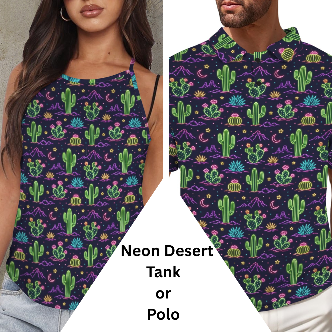 Neon Desert Polo or Tank Top Matching Tops