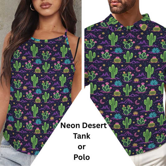 Neon Desert Polo or Tank Top Matching Tops
