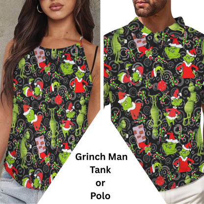 Grinch Man Polo or Tank Top Matching Tops