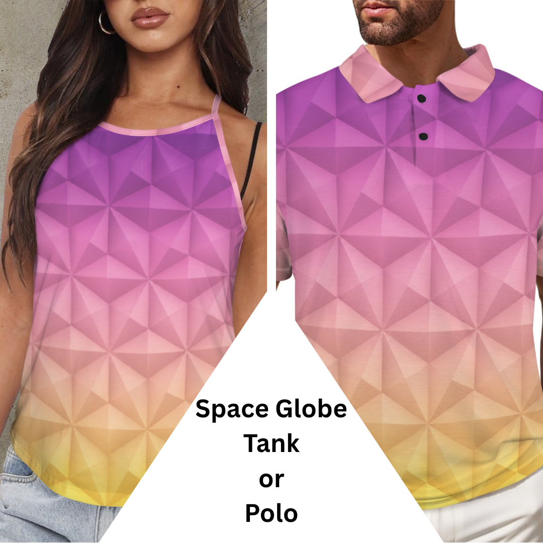 Space Globe Polo or Tank Top Matching Tops