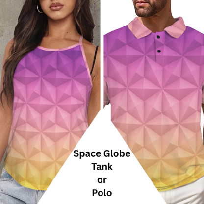 Space Globe Polo or Tank Top Matching Tops