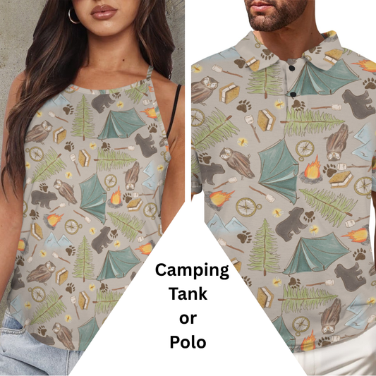 Camping Polo or Tank Top Matching Tops