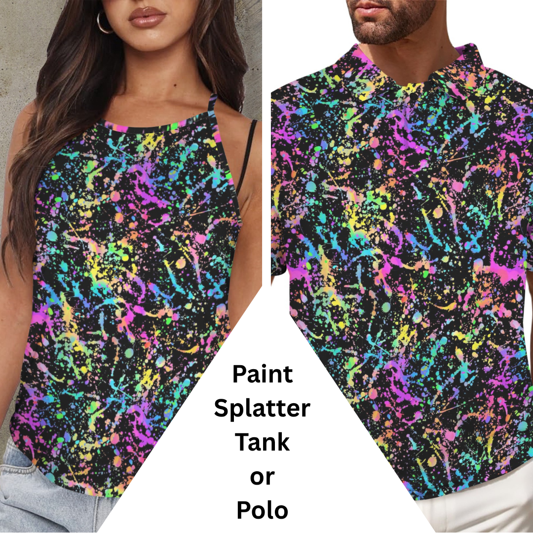 Paint Splatter Polo or Tank Top Matching Tops