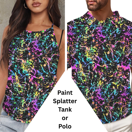 Paint Splatter Polo or Tank Top Matching Tops