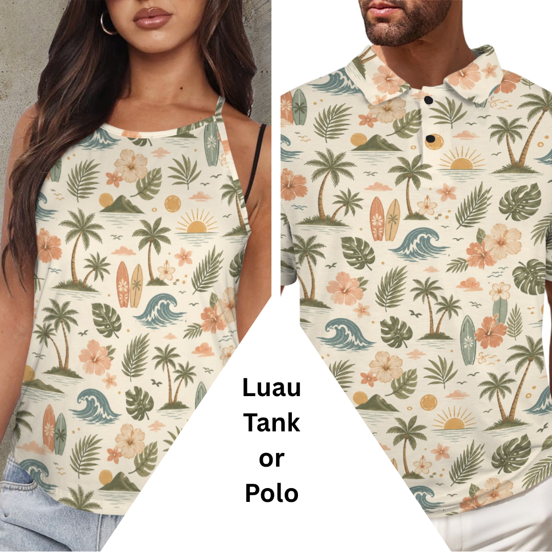 Luau Polo or Tank Top Matching Tops