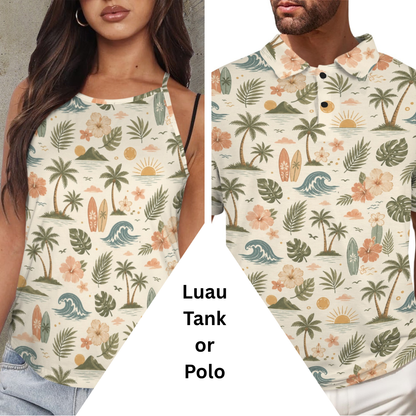 Luau Polo or Tank Top Matching Tops