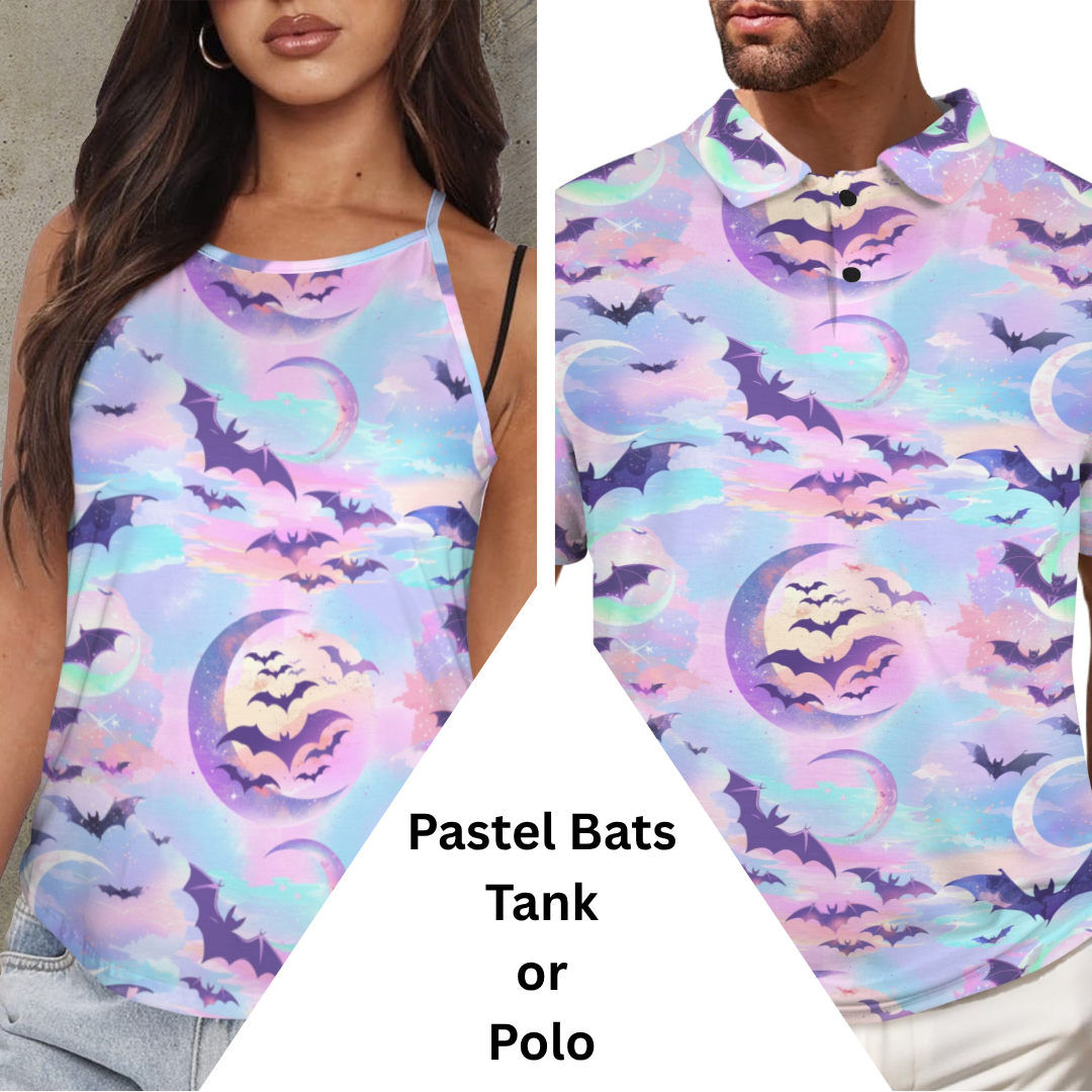 Pastel Bats Polo or Tank Top Matching Tops