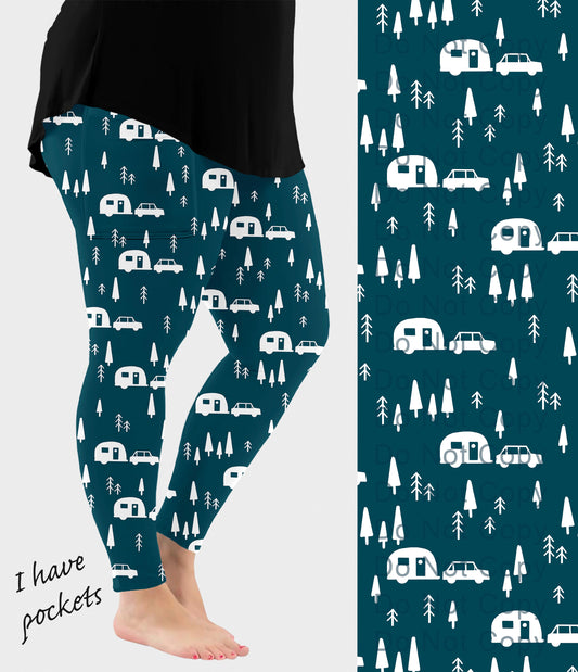 RTS - Teal Campers Leggings with Pockets