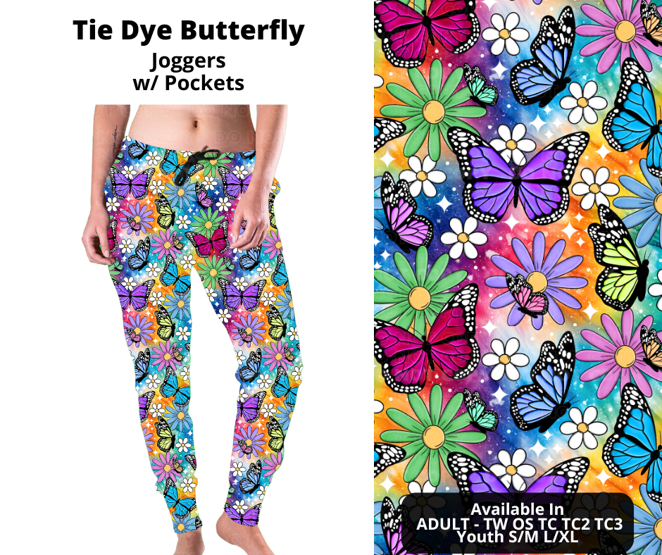 Preorder! Closes 11/21. ETA Jan. Tie Dye Butterfly Joggers