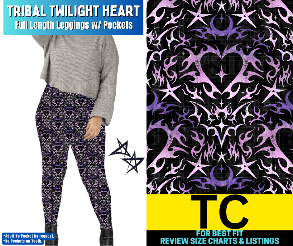 Tribal Twilight Heart Full Length Leggings w/ Pockets