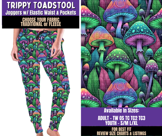 Preorder! Closes 8/5. ETA Nov. Trippy Toadstool Joggers Choose Fleece or Traditional