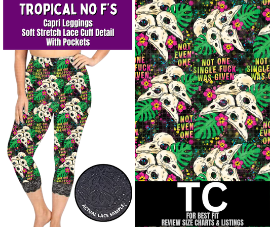 Tropical No F's Lace Cuff Capris w/ Pockets