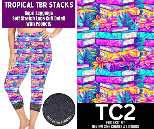 Tropical TBR Stacks Lace Cuff Capris w/ Pockets