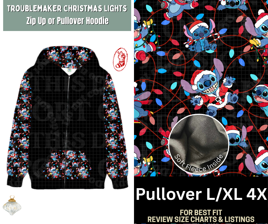Troublemaker Christmas Lights Pullover Hoodie