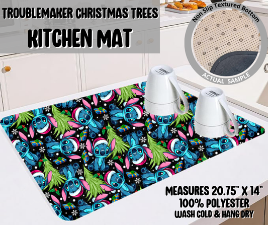 Troublemaker Christmas Trees Kitchen Mat