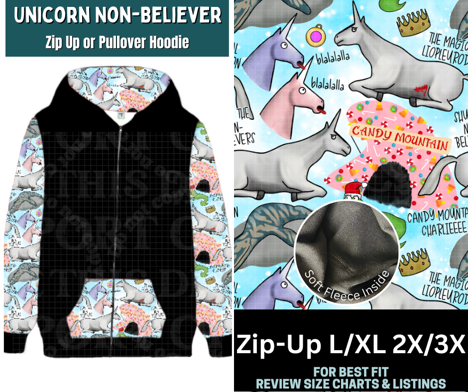 Unicorn Non-Believer Zip-Up Hoodie